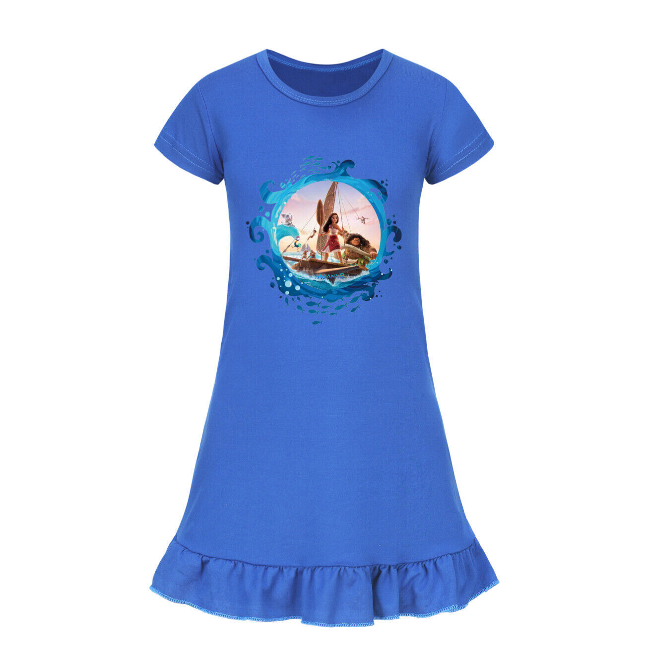 Kids Girls Moana Sleepwear Dress Kids Pyjamas Nightdress Nightwear Pjs 2-11 Year - Picture 34 of 61