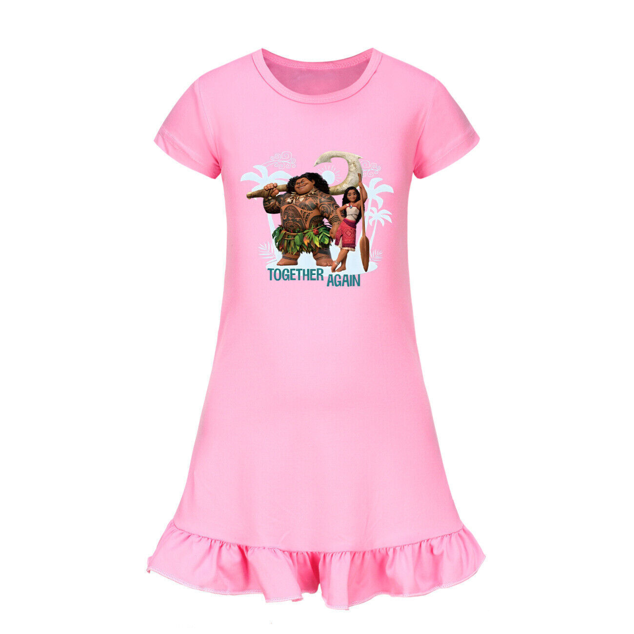 Kids Girls Moana Sleepwear Dress Kids Pyjamas Nightdress Nightwear Pjs 2-11 Year - Picture 36 of 61