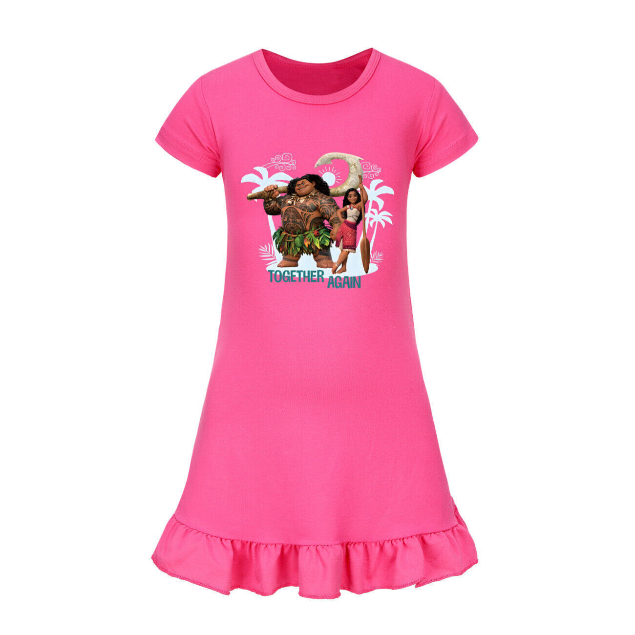 Kids Girls Moana Sleepwear Dress Kids Pyjamas Nightdress Nightwear Pjs 2-11 Year - Picture 37 of 61