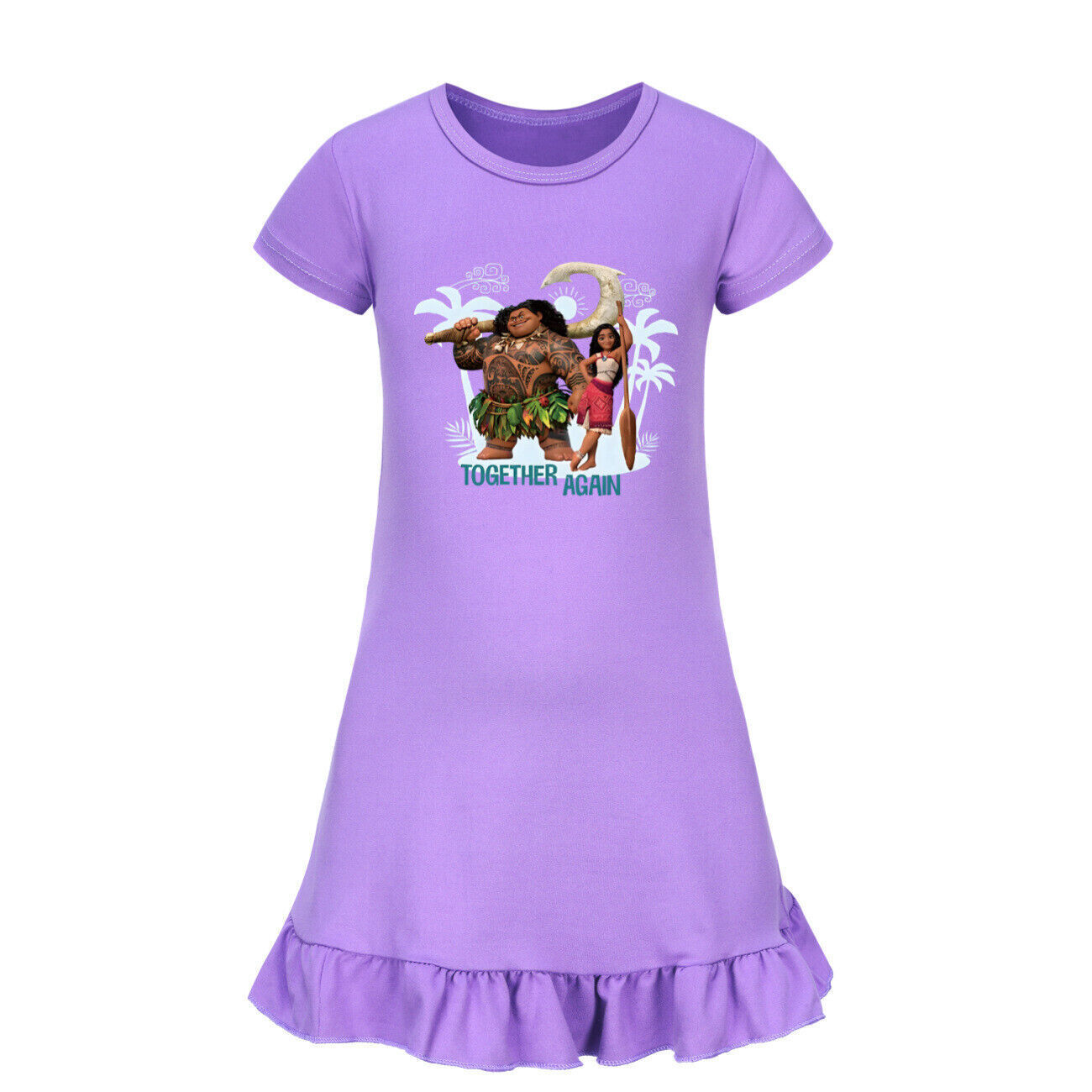 Kids Girls Moana Sleepwear Dress Kids Pyjamas Nightdress Nightwear Pjs 2-11 Year - Picture 39 of 61