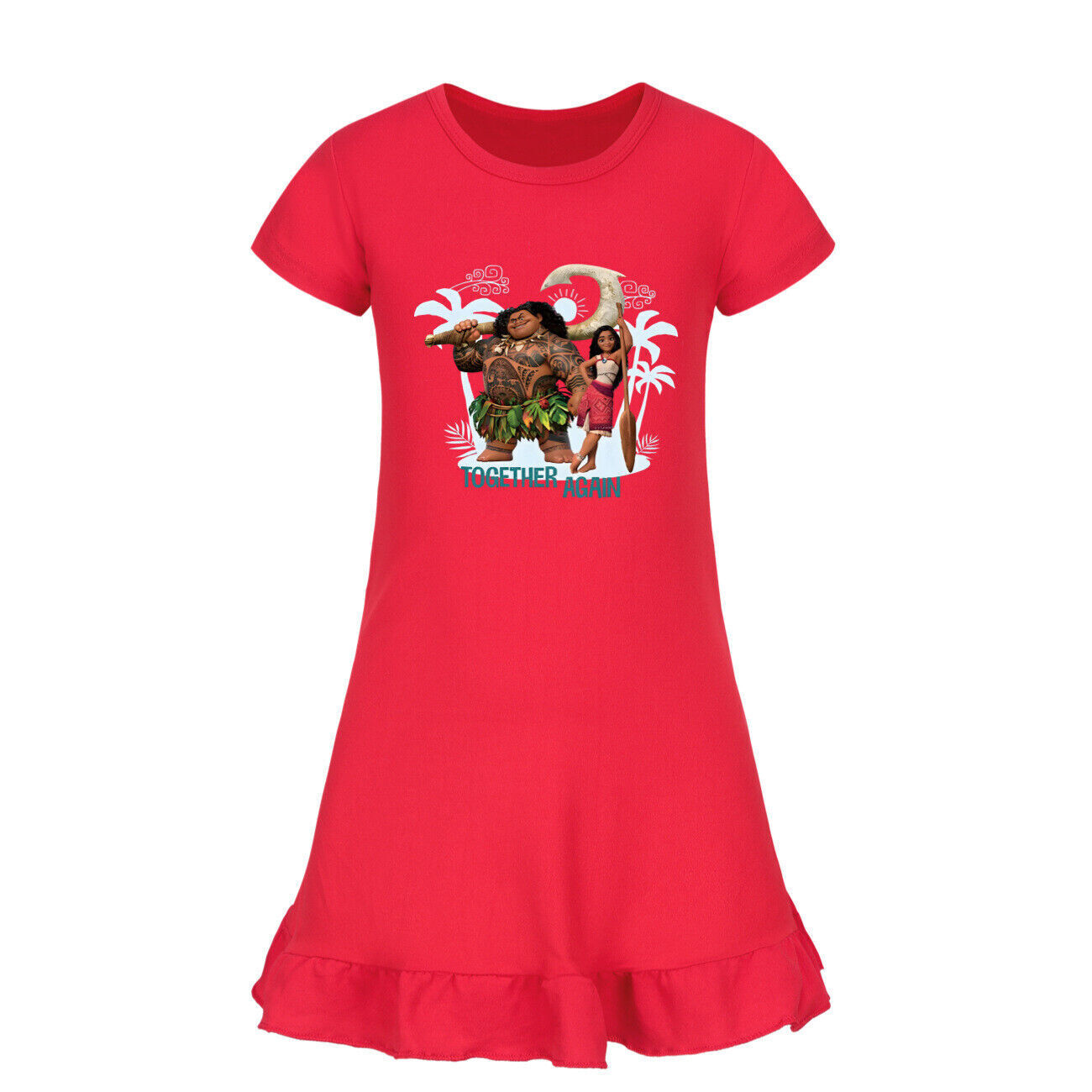 Kids Girls Moana Sleepwear Dress Kids Pyjamas Nightdress Nightwear Pjs 2-11 Year - Picture 42 of 61