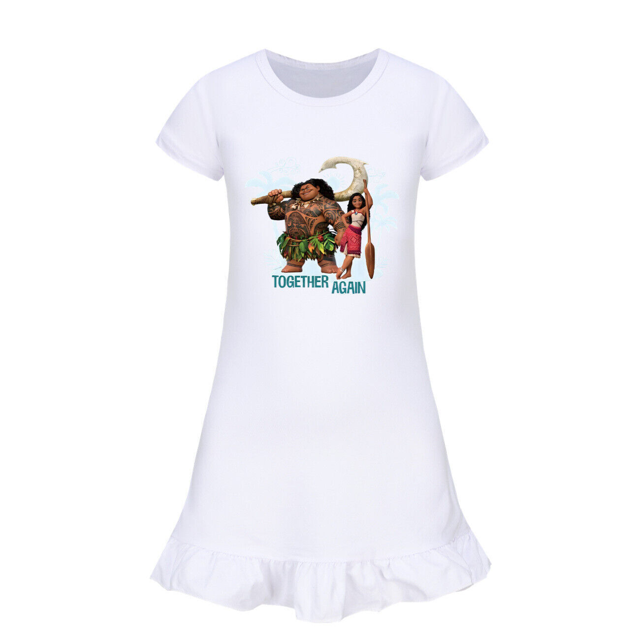 Kids Girls Moana Sleepwear Dress Kids Pyjamas Nightdress Nightwear Pjs 2-11 Year - Picture 43 of 61
