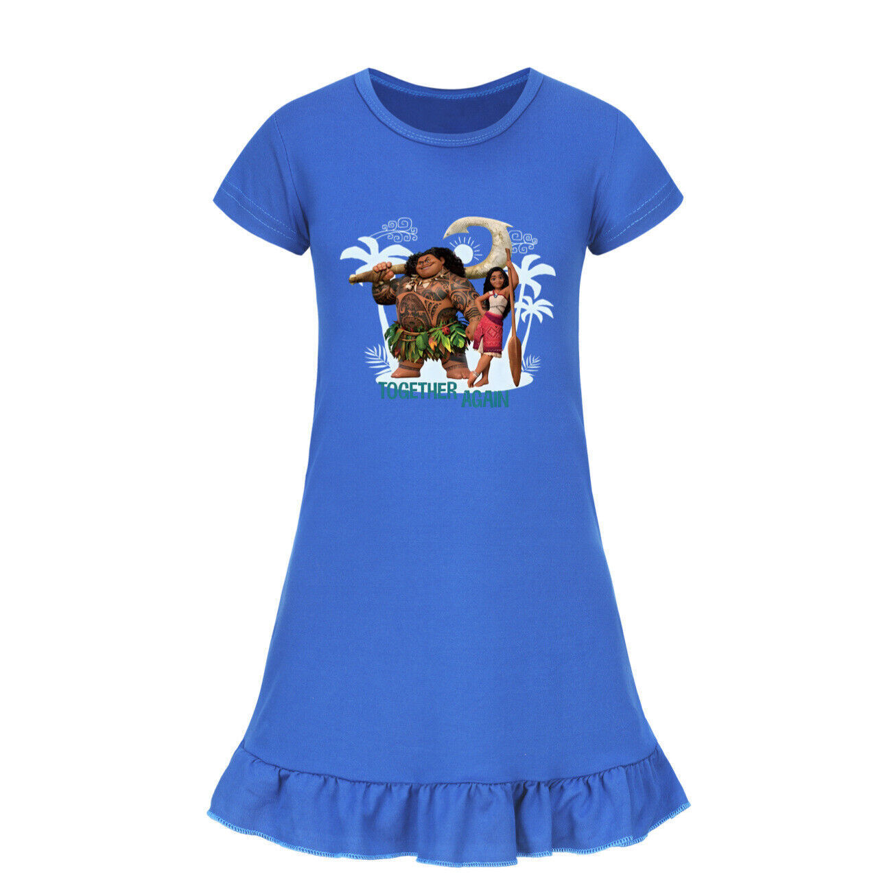 Kids Girls Moana Sleepwear Dress Kids Pyjamas Nightdress Nightwear Pjs 2-11 Year - Picture 45 of 61