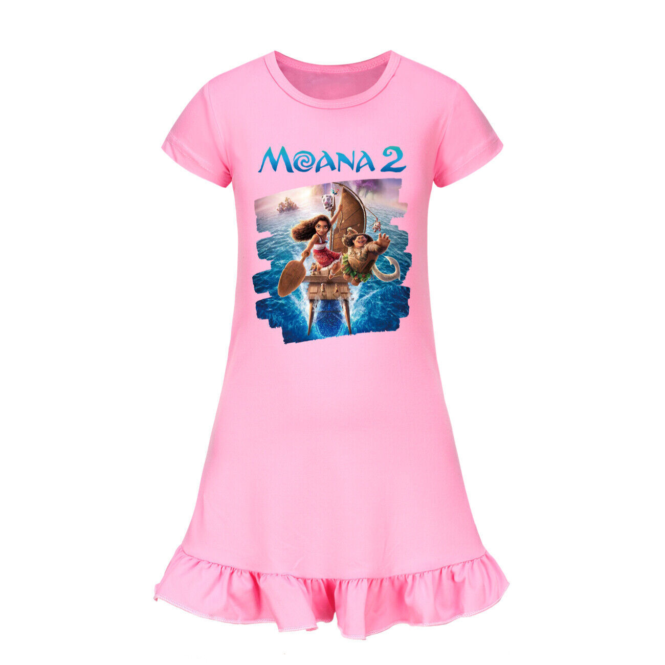 Kids Girls Moana Sleepwear Dress Kids Pyjamas Nightdress Nightwear Pjs 2-11 Year - Picture 47 of 61