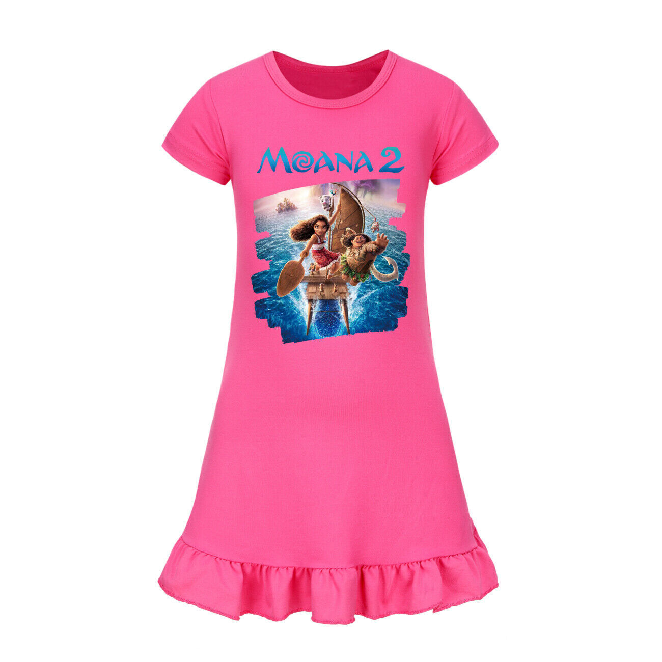 Kids Girls Moana Sleepwear Dress Kids Pyjamas Nightdress Nightwear Pjs 2-11 Year - Picture 48 of 61
