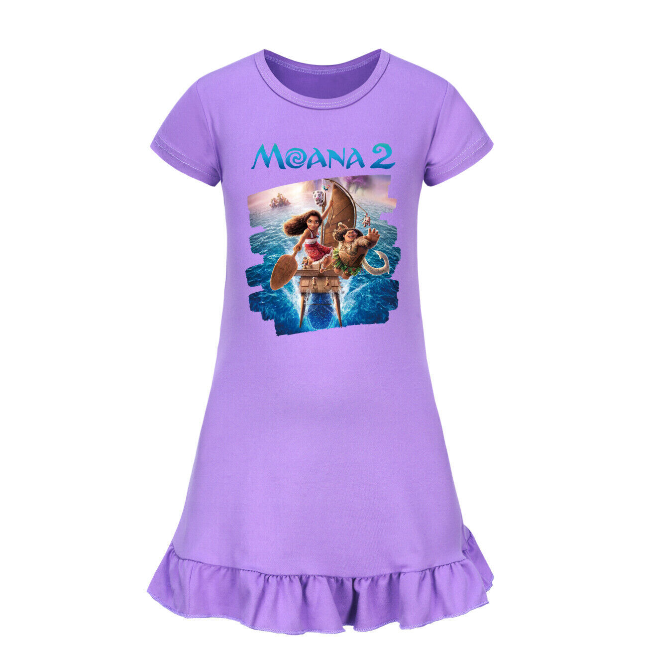 Kids Girls Moana Sleepwear Dress Kids Pyjamas Nightdress Nightwear Pjs 2-11 Year - Picture 50 of 61