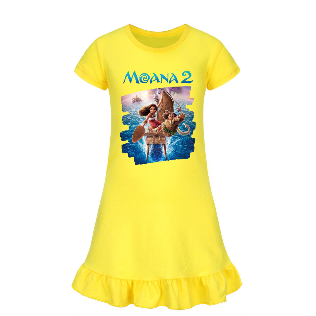 Kids Girls Moana Sleepwear Dress Kids Pyjamas Nightdress Nightwear Pjs 2-11 Year - Picture 52 of 61
