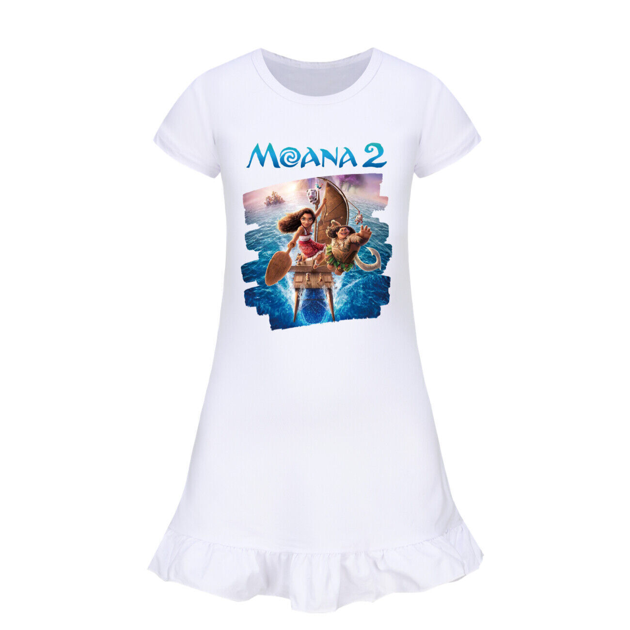 Kids Girls Moana Sleepwear Dress Kids Pyjamas Nightdress Nightwear Pjs 2-11 Year - Picture 53 of 61