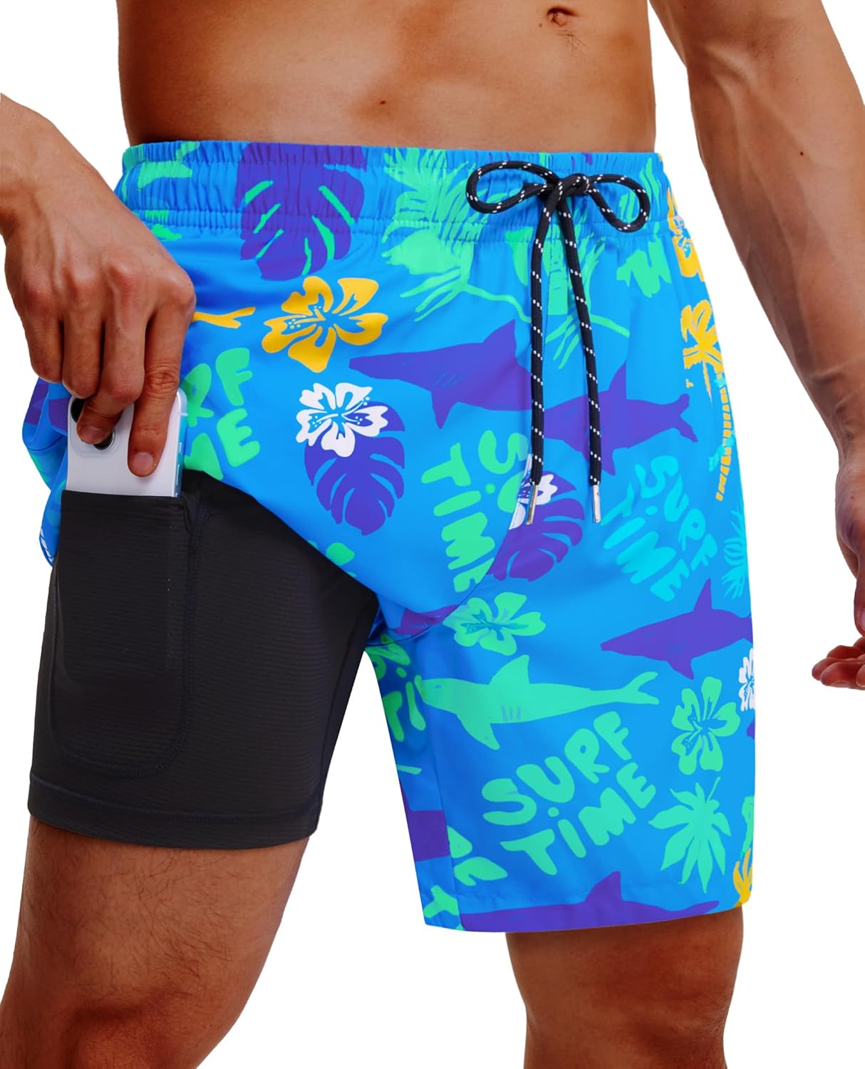 Herren Badehose mit Innenfutter Badeshorts schnelltrocknend Badeanzüge mit Taschen - Bild 25 von 138