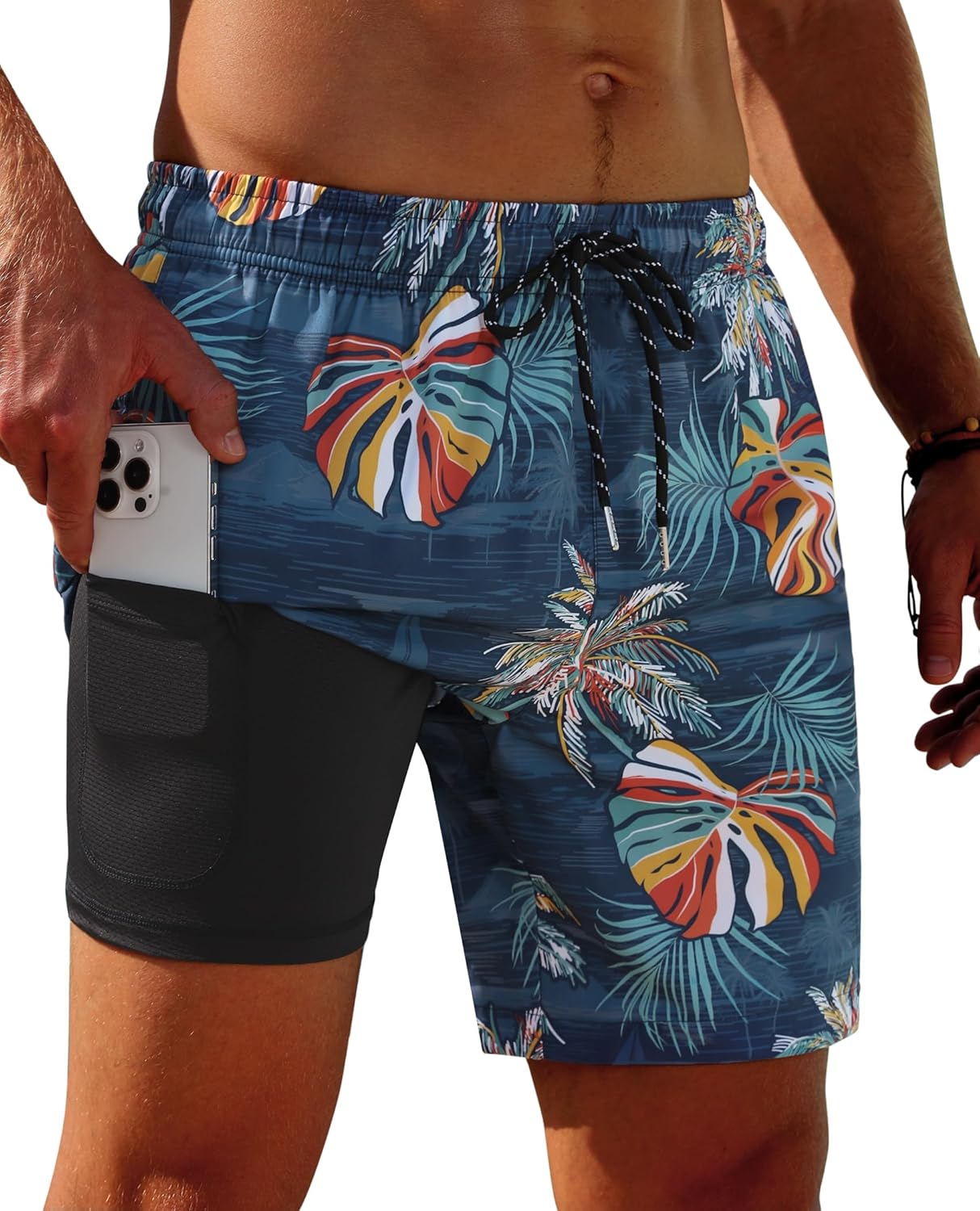 Herren Badehose mit Innenfutter Badeshorts schnelltrocknend Badeanzüge mit Taschen - Bild 71 von 138