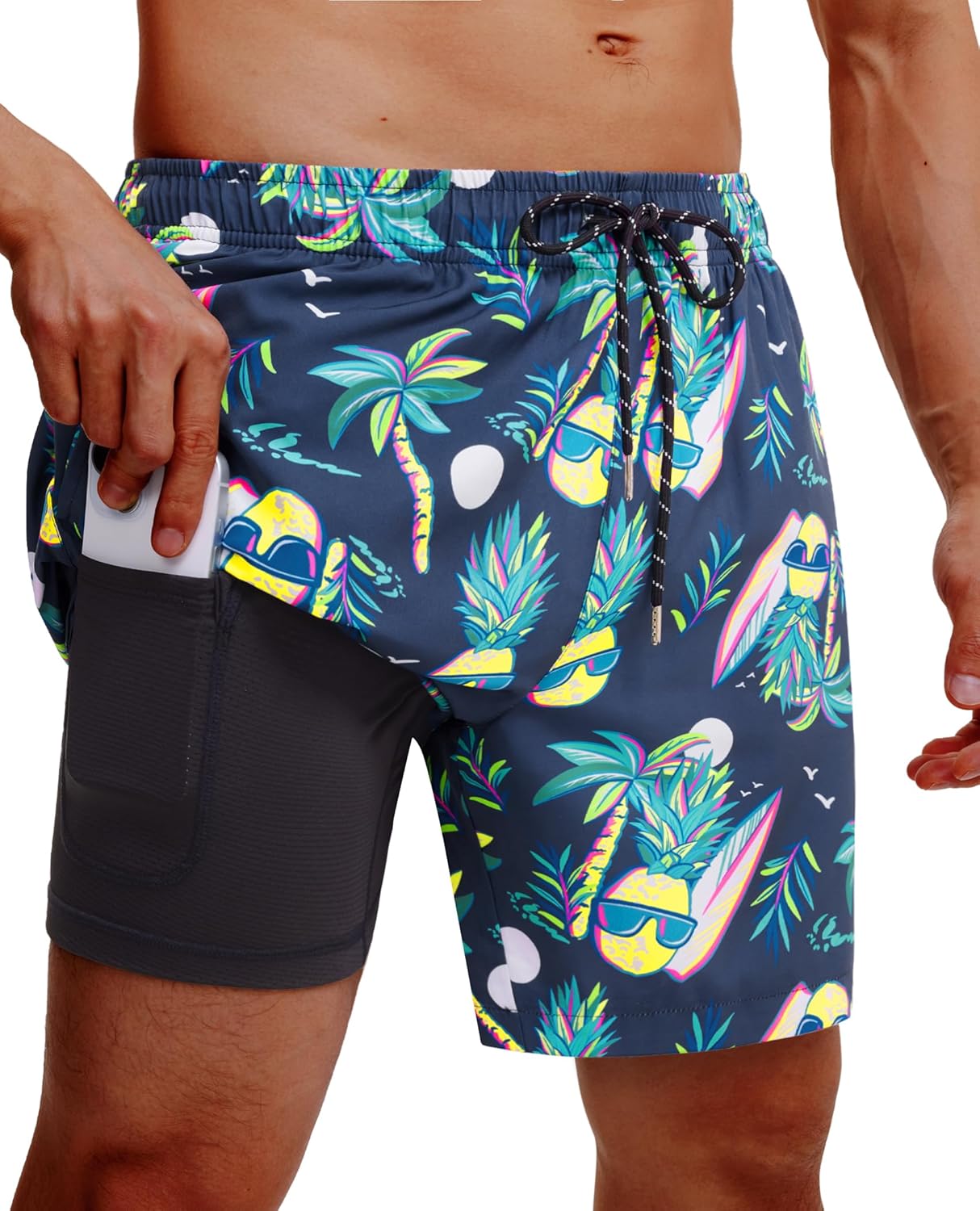 Herren Badehose mit Innenfutter Badeshorts schnelltrocknend Badeanzüge mit Taschen - Bild 87 von 138