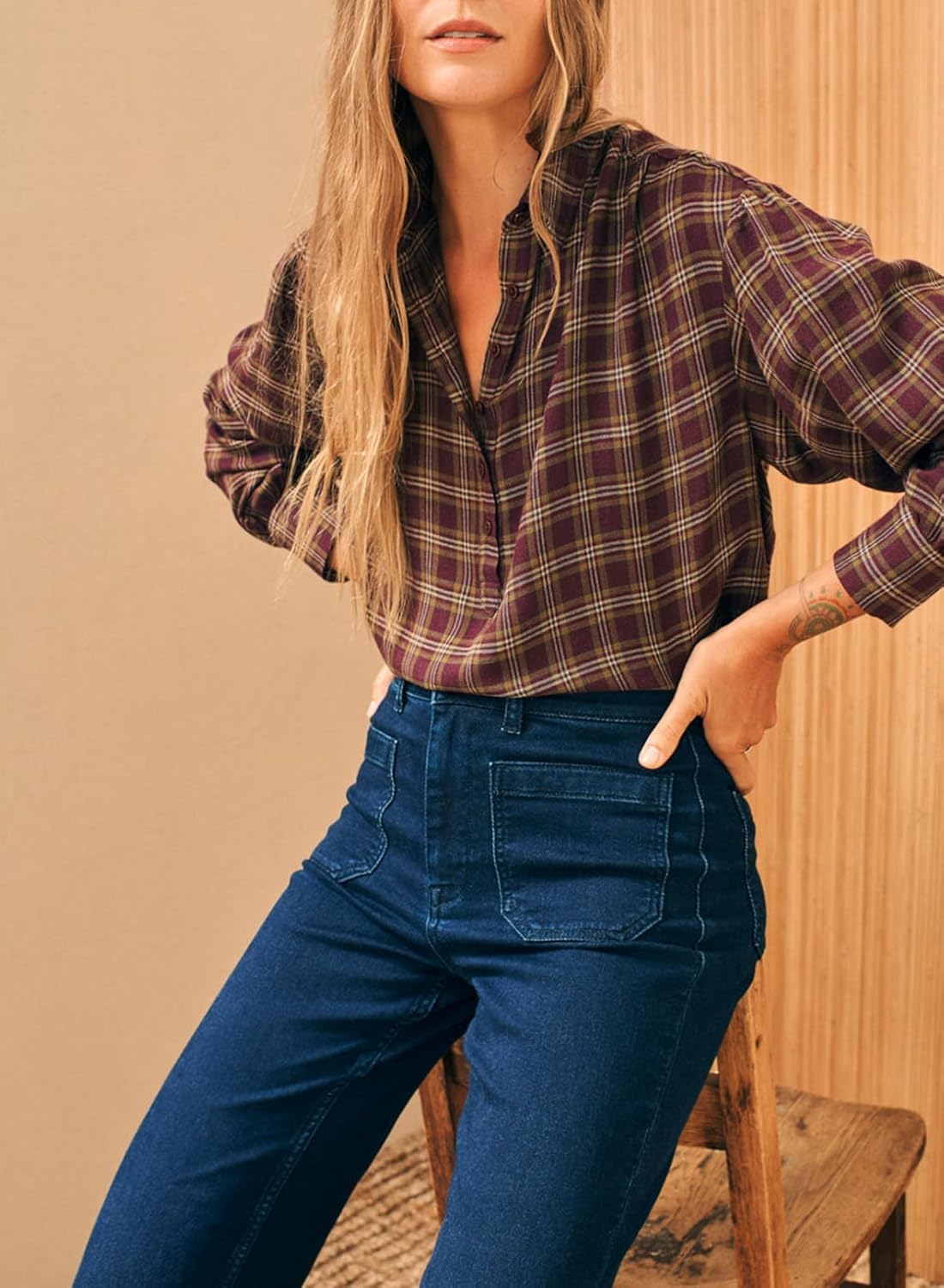 Damen High Waist Wide Leg Jeans Stretchy Straight Leg Denim Hose mit Tasche - Bild 42 von 80