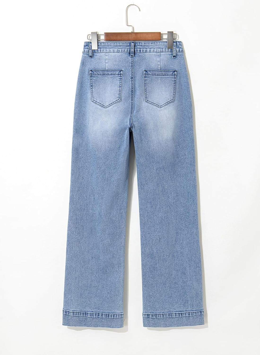 Damen High Waist Wide Leg Jeans Stretchy Straight Leg Denim Hose mit Tasche - Bild 46 von 80