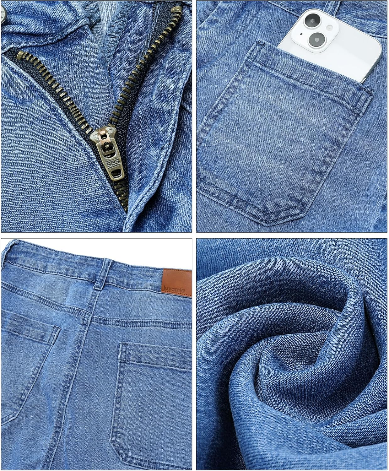 Trendige Damen High Waist Schlag Jeans Stretchy Cropped Wide Leg Denim Hose - Bild 29 von 146