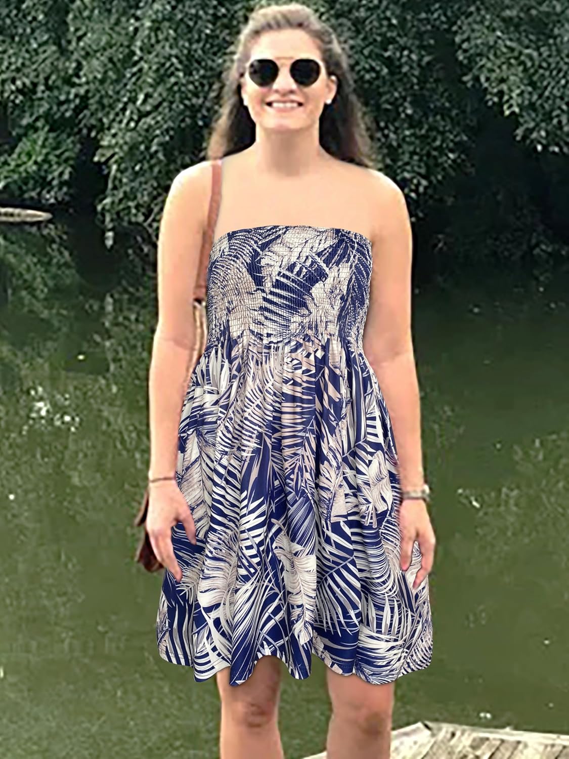 Summer Dresses for Women Beach Cover Ups Strapless Boho Floral Print Sundress - Picture 31 of 248