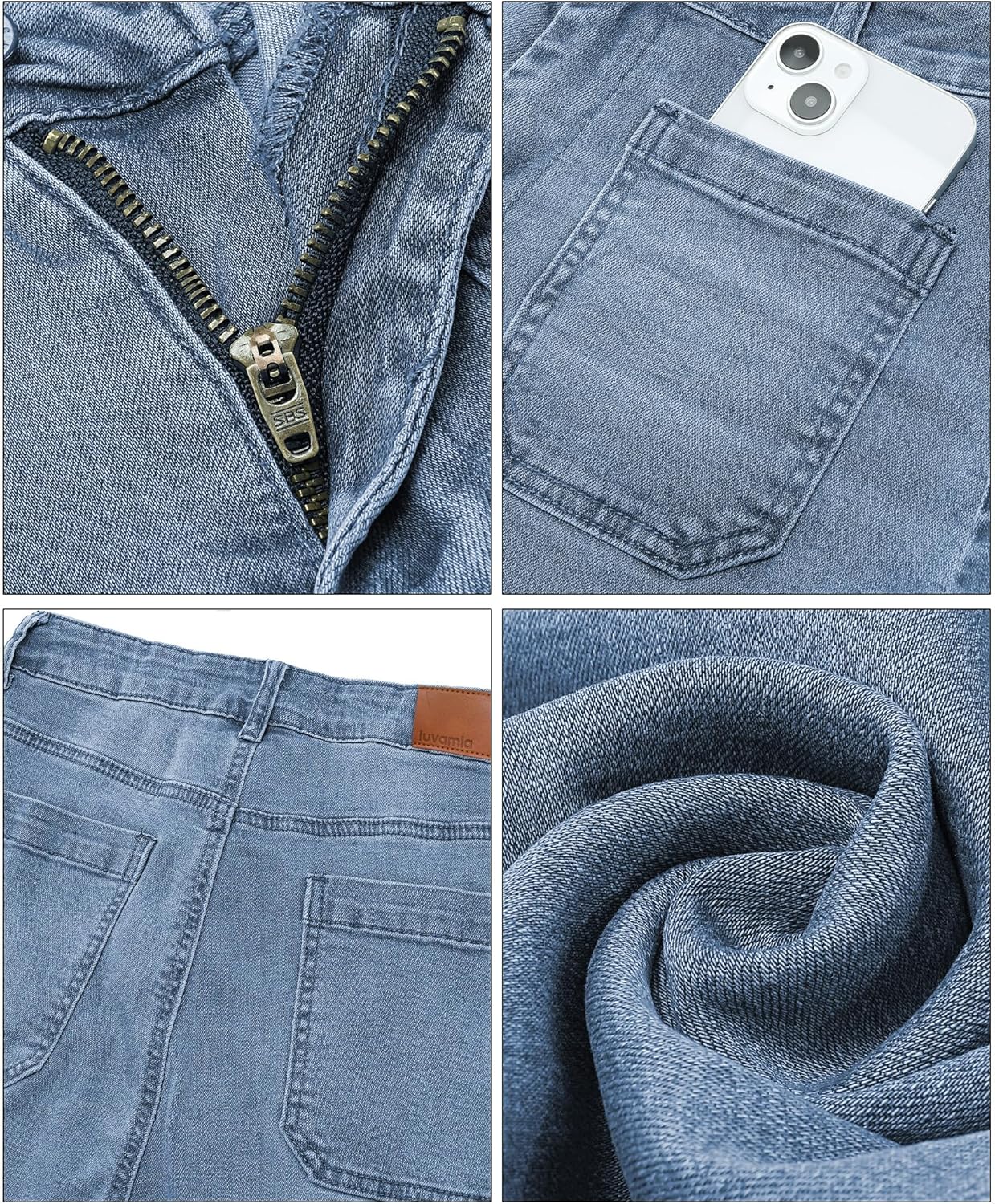 Trendige Damen High Waist Schlag Jeans Stretchy Cropped Wide Leg Denim Hose - Bild 43 von 146