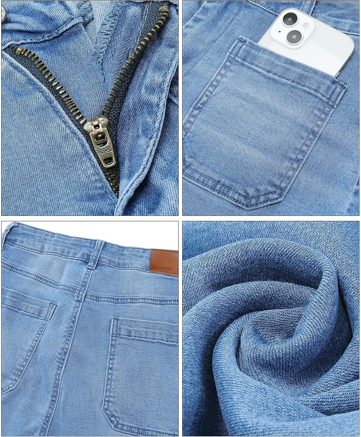 Trendige Damen High Waist Schlag Jeans Stretchy Cropped Wide Leg Denim Hose - Bild 93 von 146