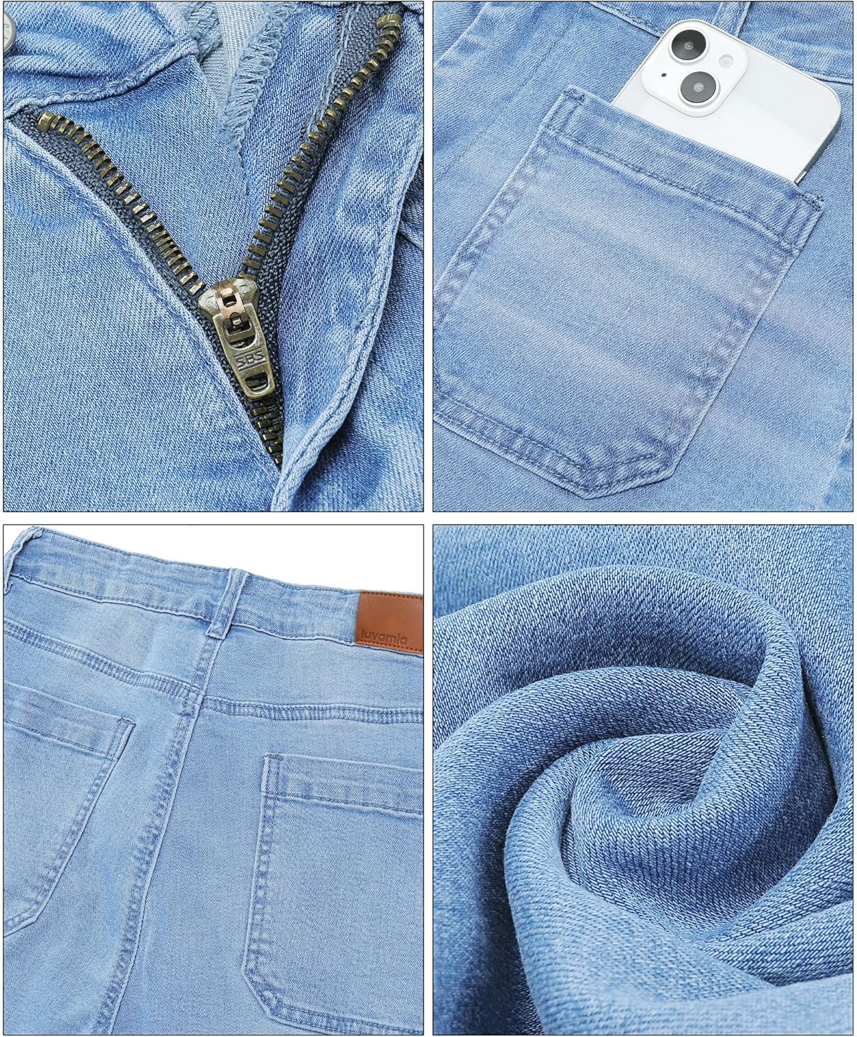 Trendige Damen High Waist Schlag Jeans Stretchy Cropped Wide Leg Denim Hose - Bild 114 von 146