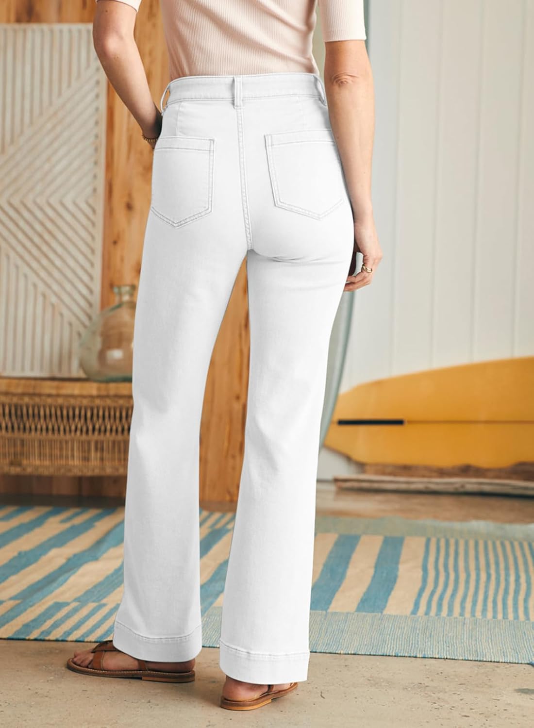 Damen High Waist Wide Leg Jeans Stretchy Straight Leg Denim Hose mit Tasche - Bild 51 von 80