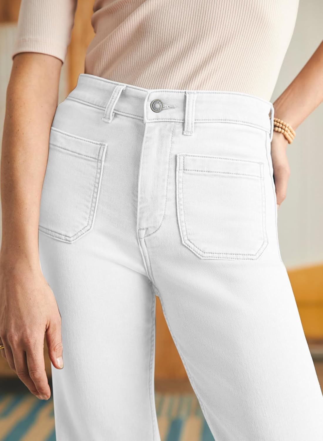 Damen High Waist Wide Leg Jeans Stretchy Straight Leg Denim Hose mit Tasche - Bild 52 von 80