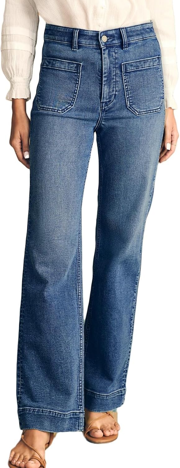 Damen High Waist Wide Leg Jeans Stretchy Straight Leg Denim Hose mit Tasche - Bild 65 von 80