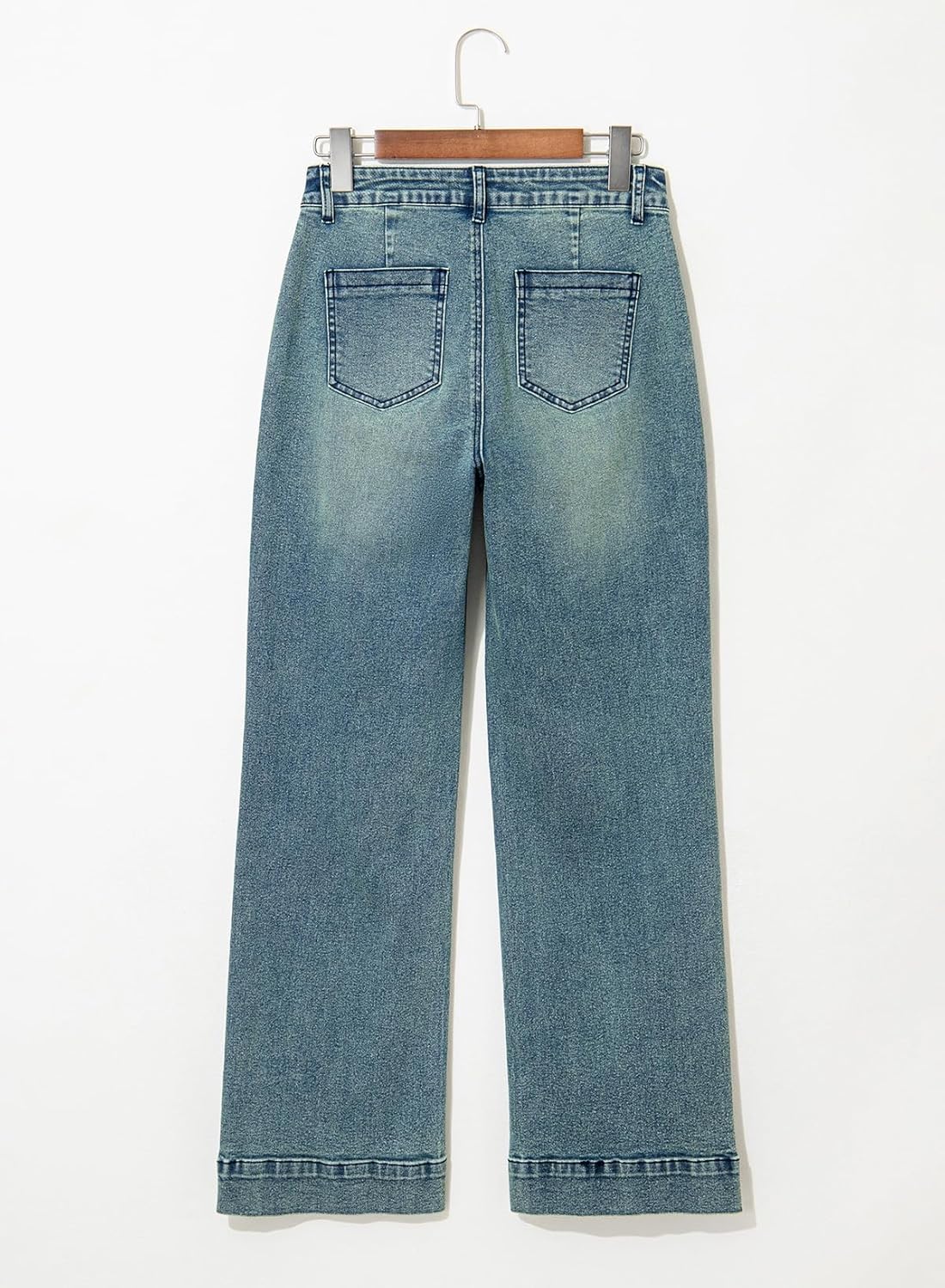 Damen High Waist Wide Leg Jeans Stretchy Straight Leg Denim Hose mit Tasche - Bild 79 von 80