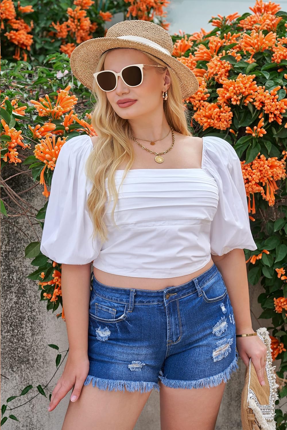 Women's Casual Mid Rise Denim Shorts Stretch Ripped Raw Hem Jean Shorts - Picture 29 of 142