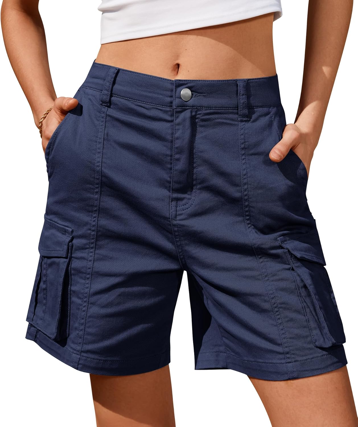 Bermuda Shorts für Damen Cargoshorts Gummibund Shorts für Sommer Freizeit - Bild 27 von 77