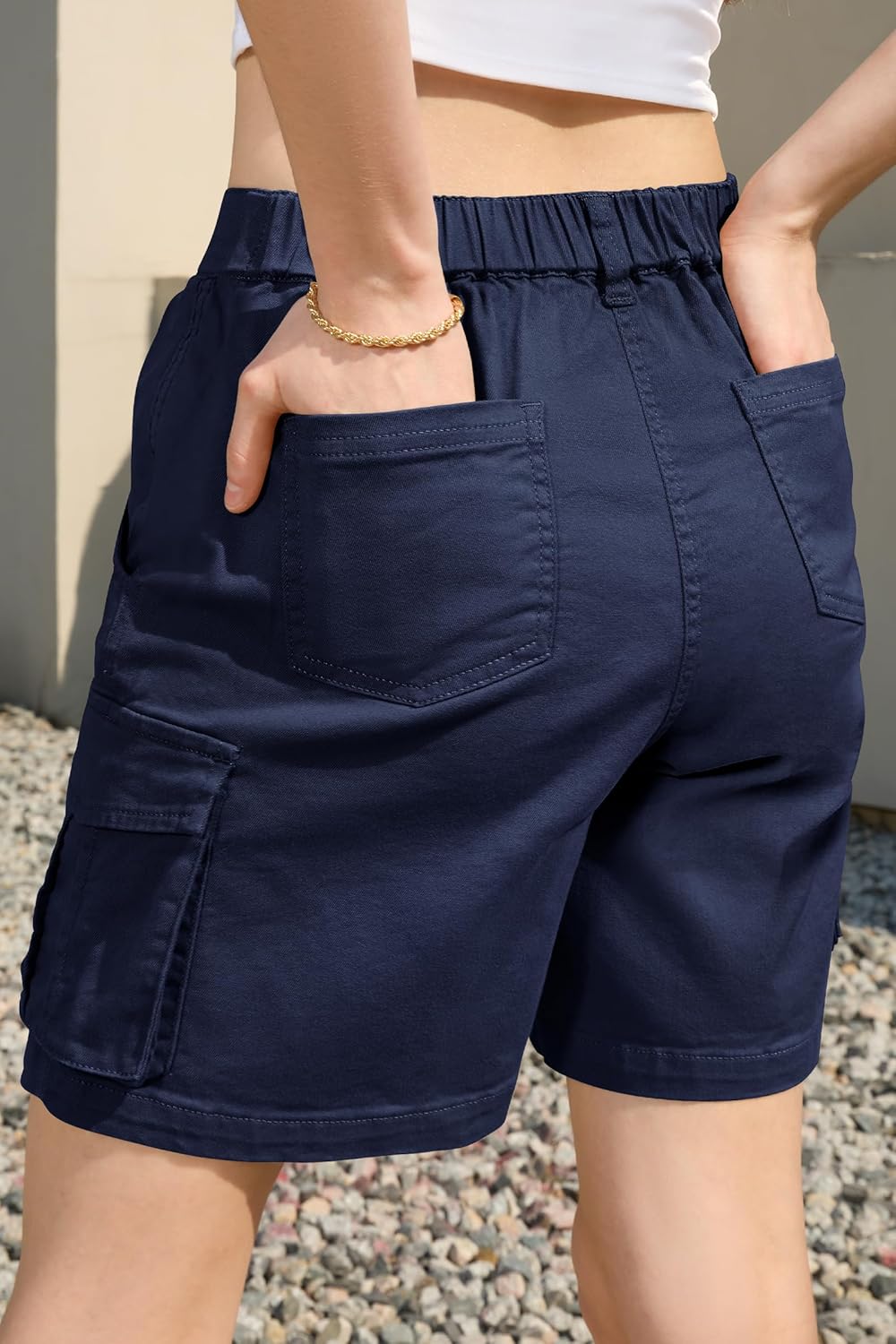 Bermuda Shorts für Damen Cargoshorts Gummibund Shorts für Sommer Freizeit - Bild 29 von 77