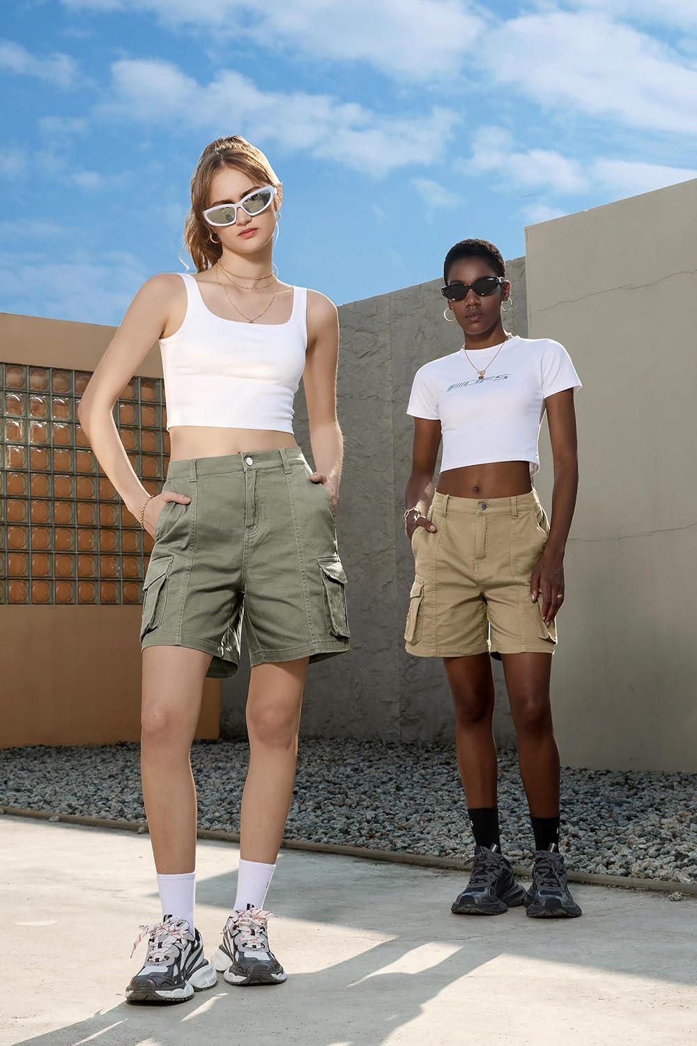 Bermuda Shorts für Damen Cargoshorts Gummibund Shorts für Sommer Freizeit - Bild 40 von 77