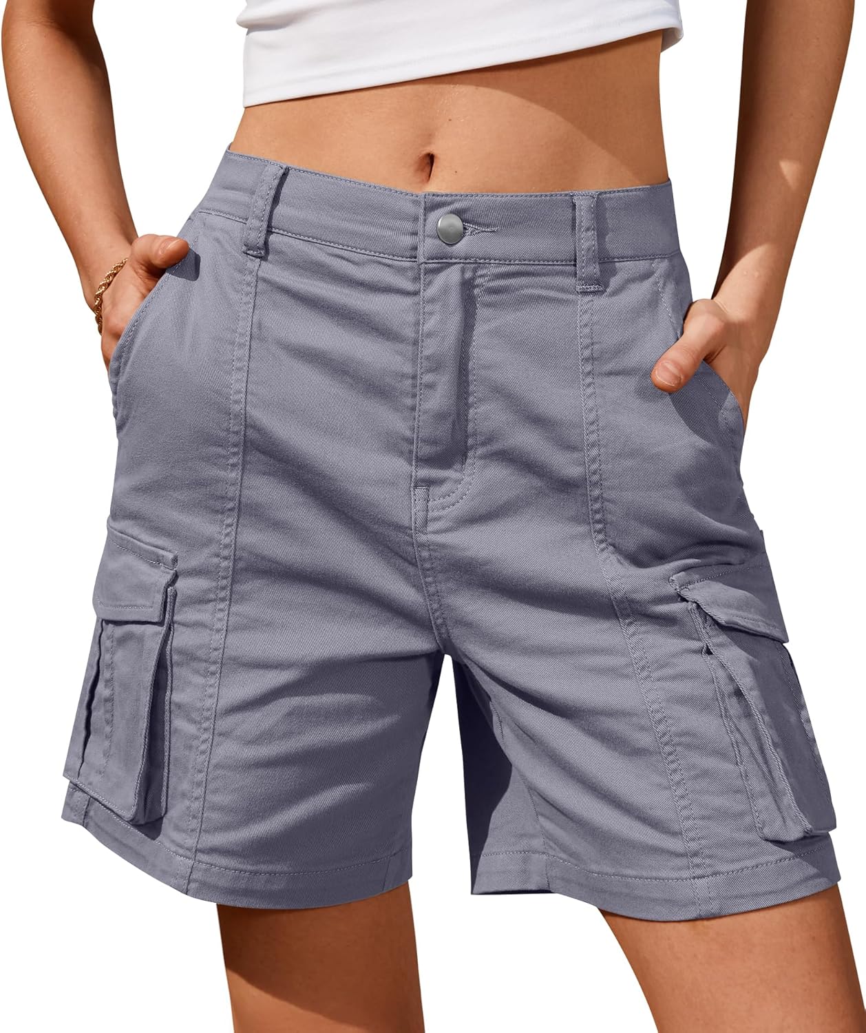 Bermuda Shorts für Damen Cargoshorts Gummibund Shorts für Sommer Freizeit - Bild 42 von 77