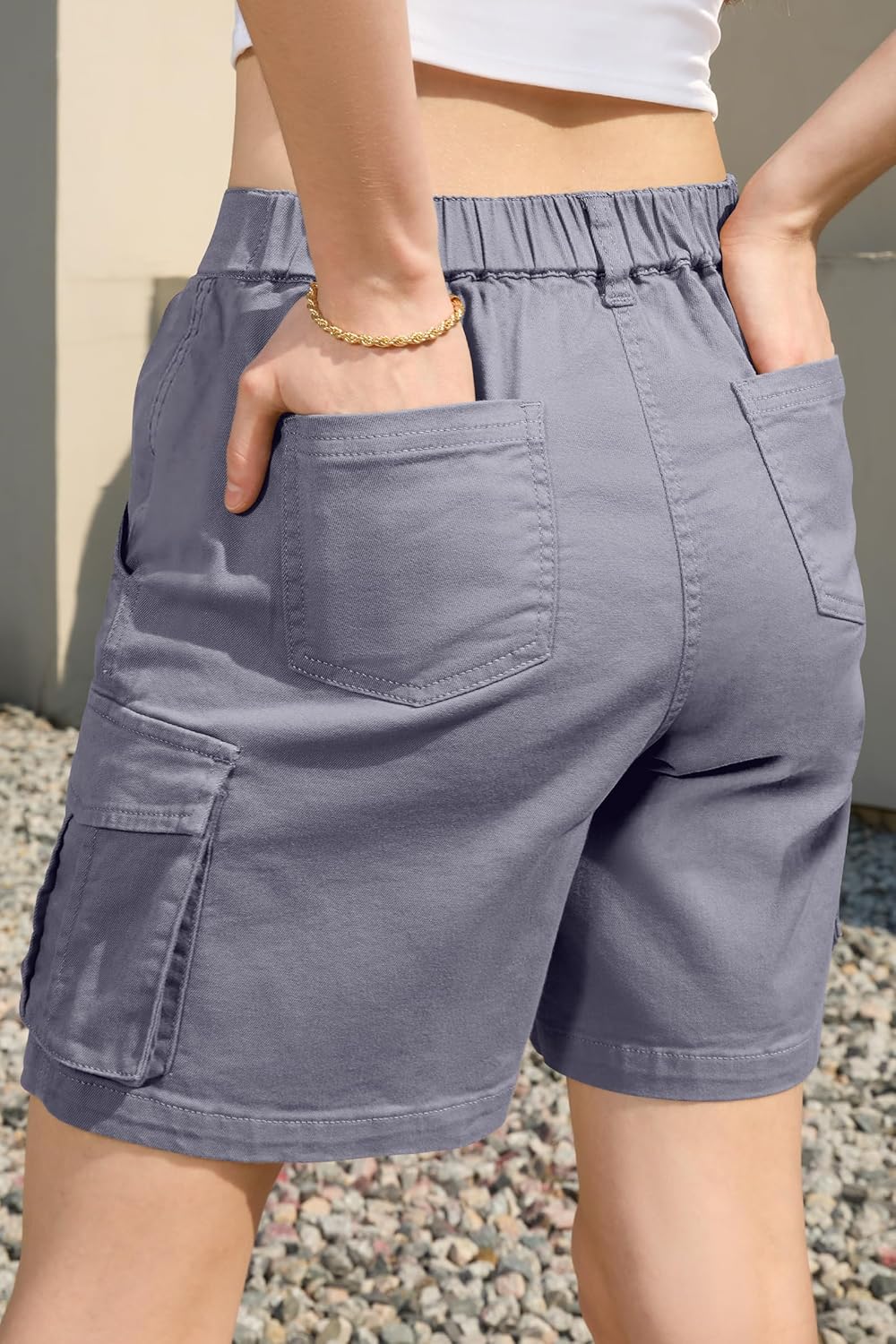 Bermuda Shorts für Damen Cargoshorts Gummibund Shorts für Sommer Freizeit - Bild 44 von 77