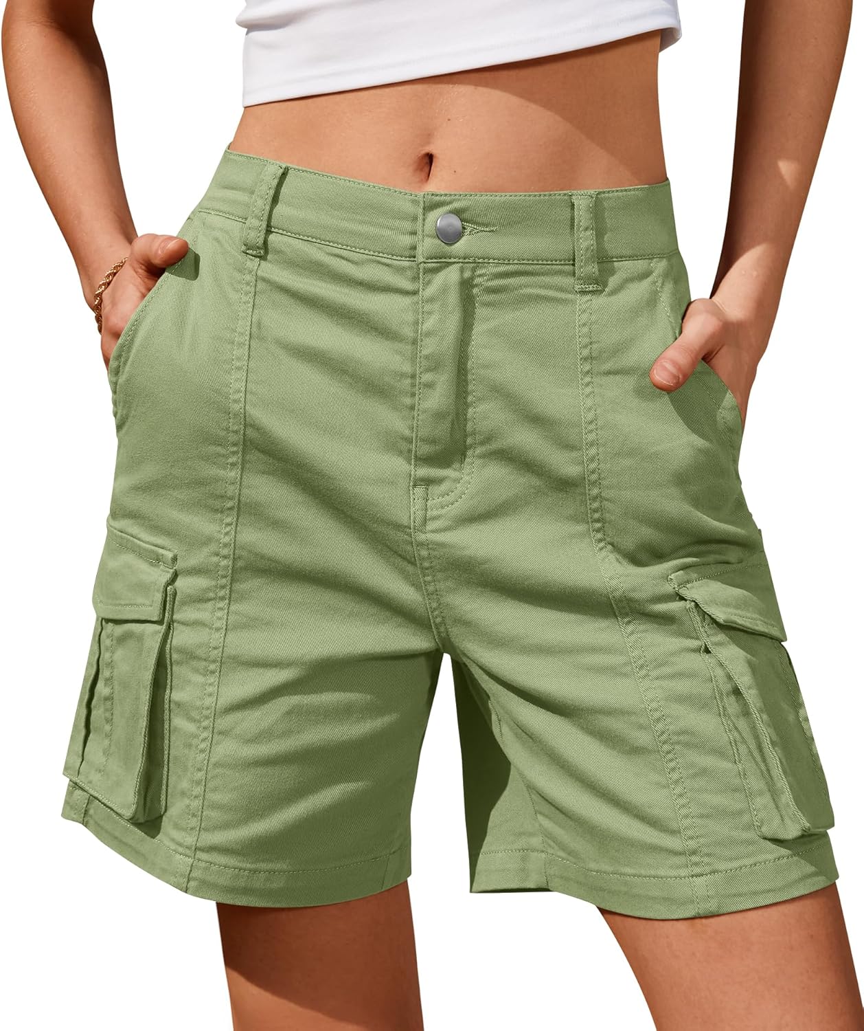 Bermuda Shorts für Damen Cargoshorts Gummibund Shorts für Sommer Freizeit - Bild 47 von 77