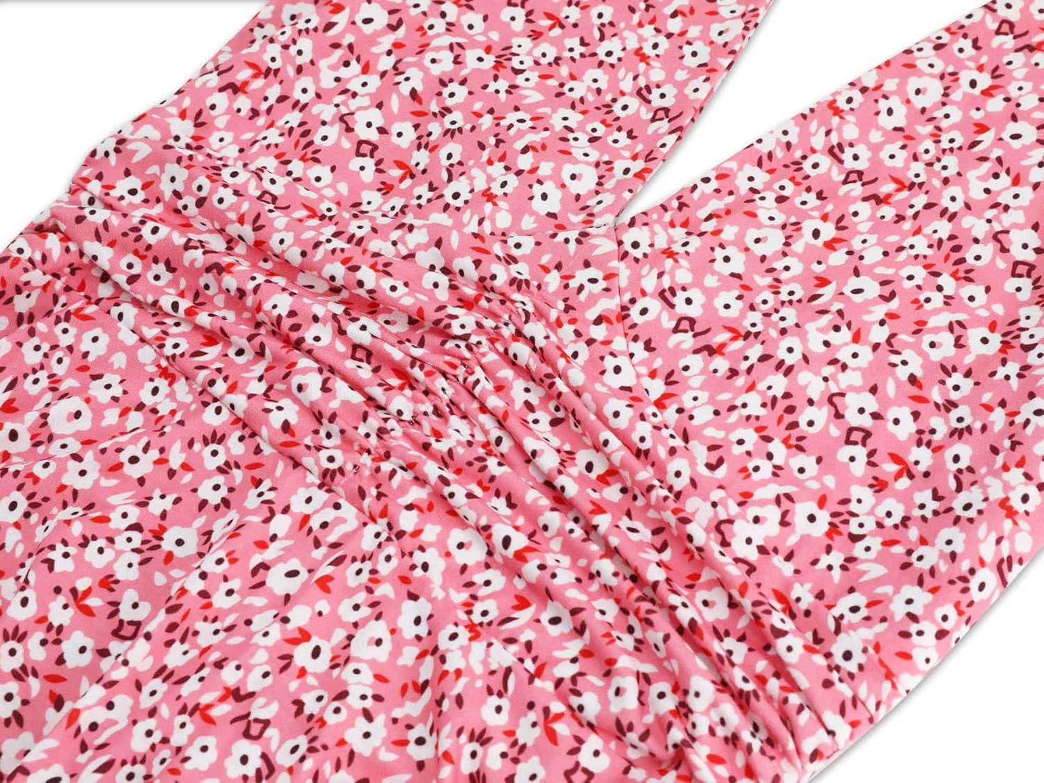 Women's Sleeveless Halter Neck Sundress Floral Mini Dress with Pocket Ruffle - Picture 45 of 166