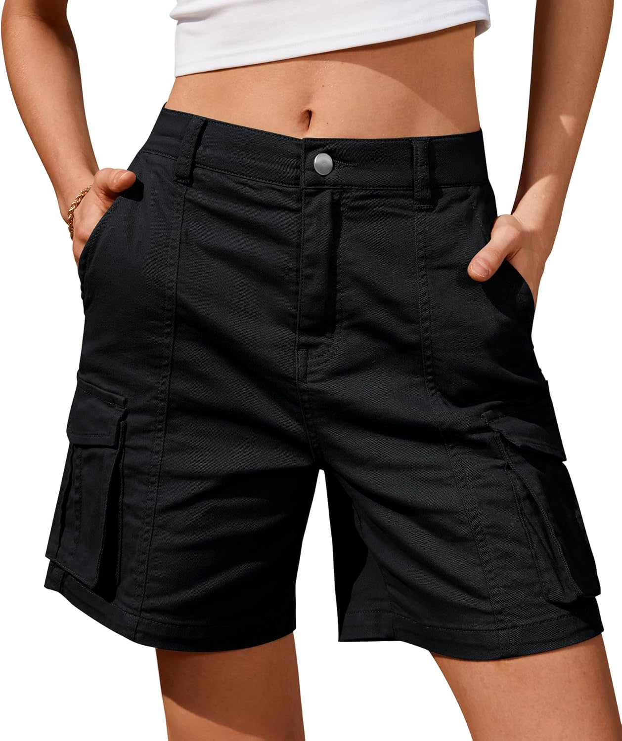 Bermuda Shorts für Damen Cargoshorts Gummibund Shorts für Sommer Freizeit - Bild 52 von 77