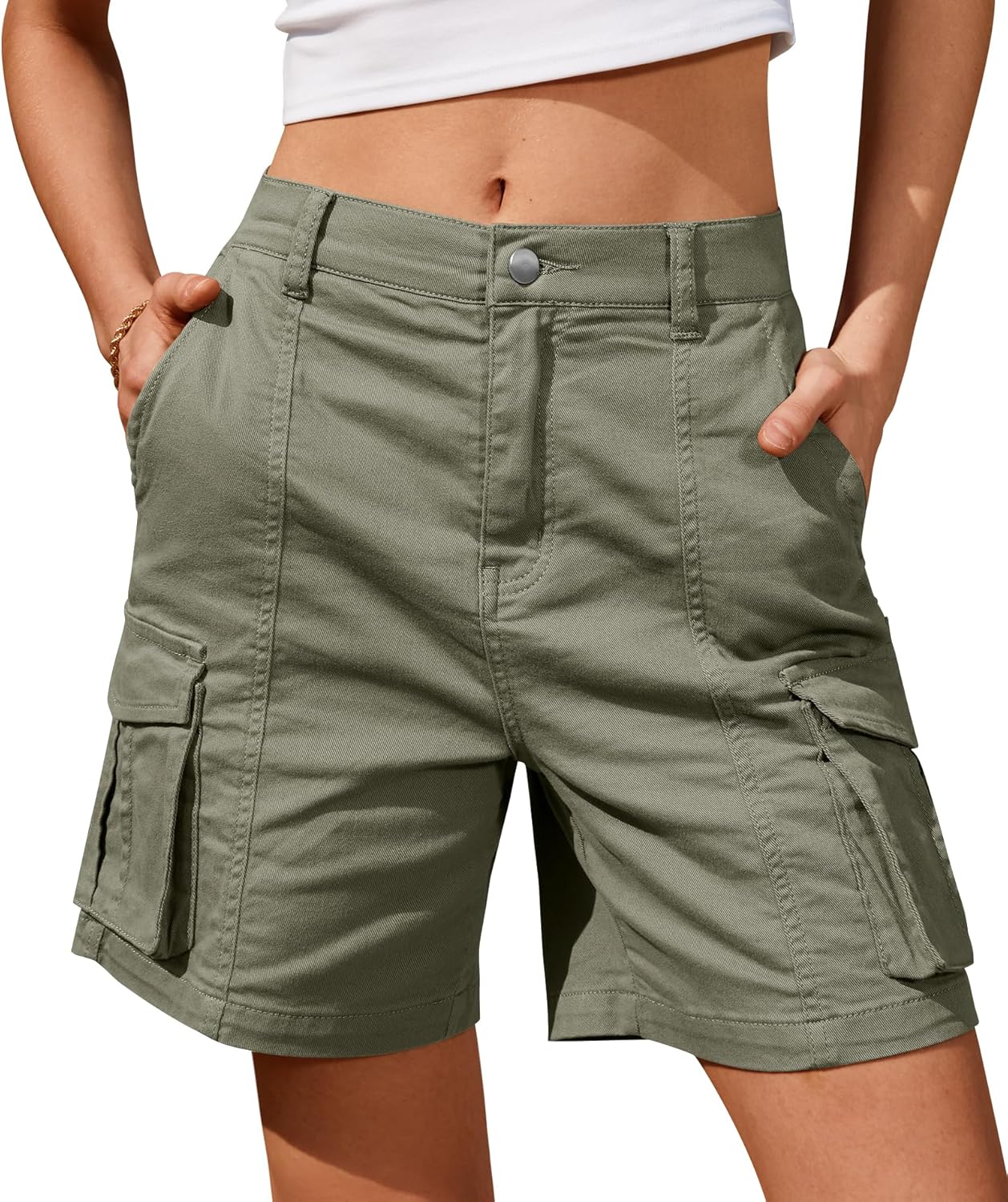 Bermuda Shorts für Damen Cargoshorts Gummibund Shorts für Sommer Freizeit - Bild 57 von 77