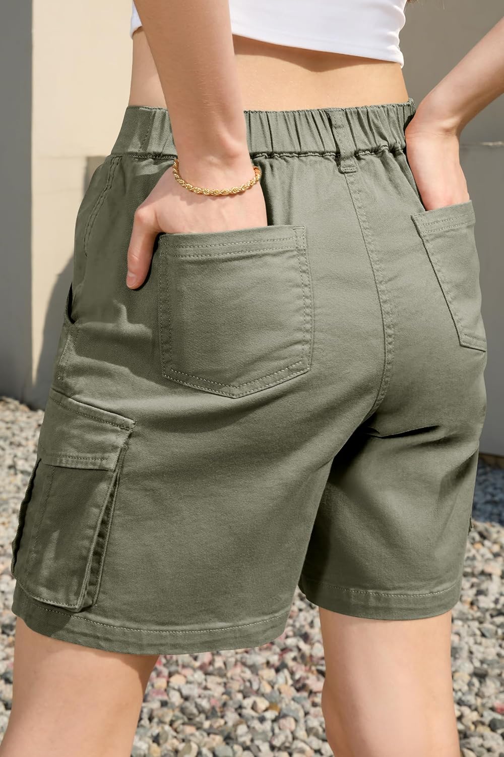 Bermuda Shorts für Damen Cargoshorts Gummibund Shorts für Sommer Freizeit - Bild 59 von 77