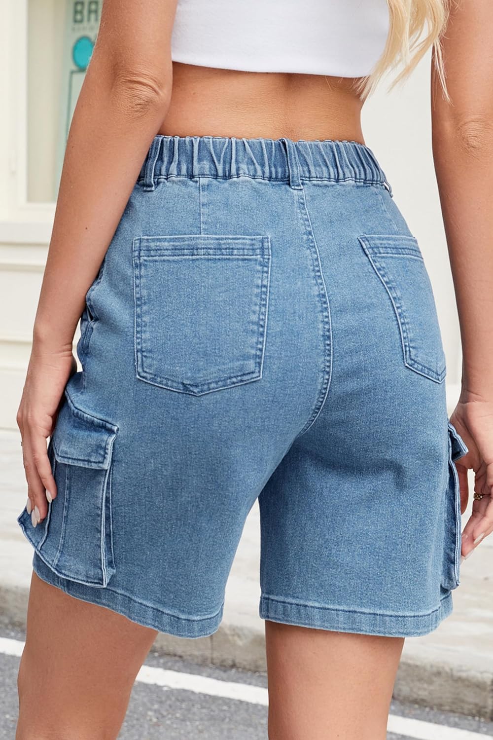 Bermuda Shorts für Damen Cargoshorts Gummibund Shorts für Sommer Freizeit - Bild 63 von 77