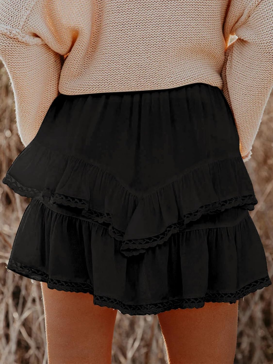 Women's Flowy Boho Ruffle Tiered Skorts - High Waist Mini Shorts for Golf Tennis - Picture 53 of 81