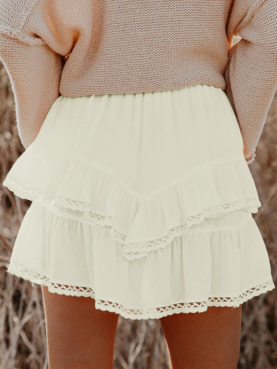 Women's Flowy Boho Ruffle Tiered Skorts - High Waist Mini Shorts for Golf Tennis - Picture 58 of 81