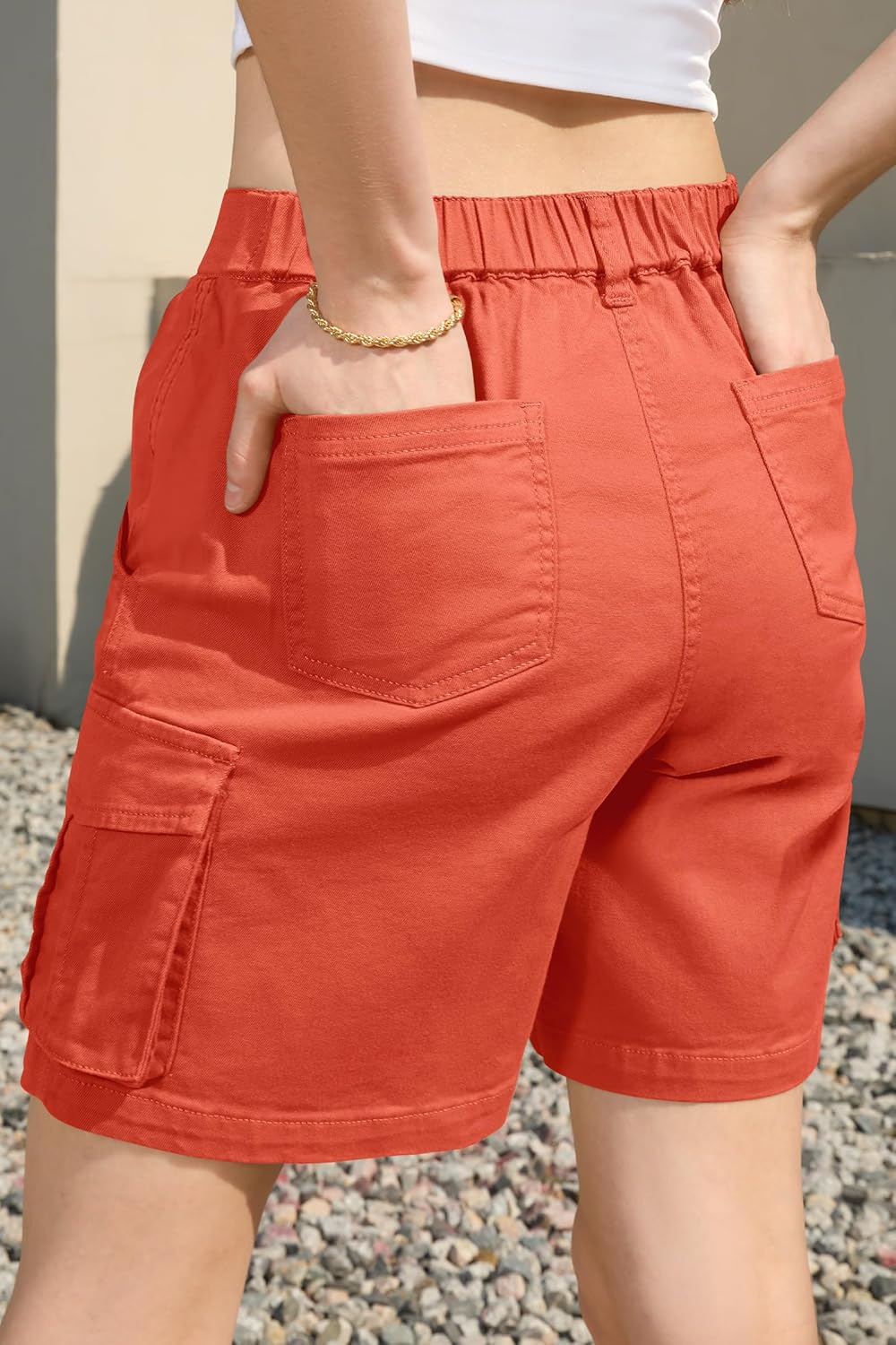 Bermuda Shorts für Damen Cargoshorts Gummibund Shorts für Sommer Freizeit - Bild 74 von 77
