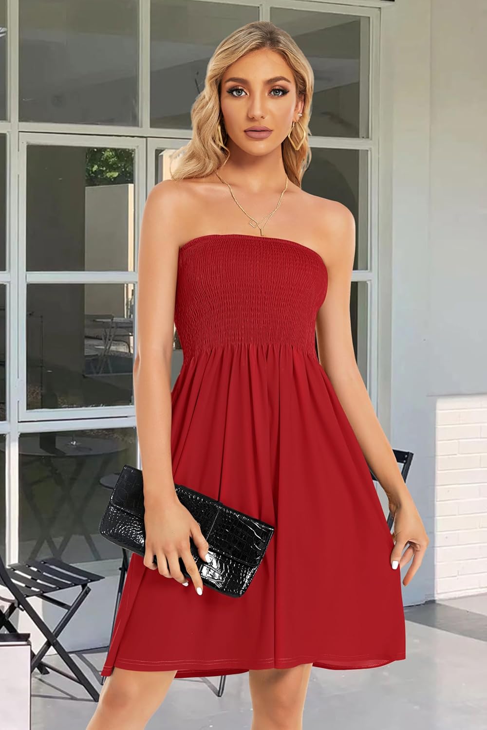 Summer Dresses for Women Beach Cover Ups Strapless Boho Floral Print Sundress - Picture 190 of 248