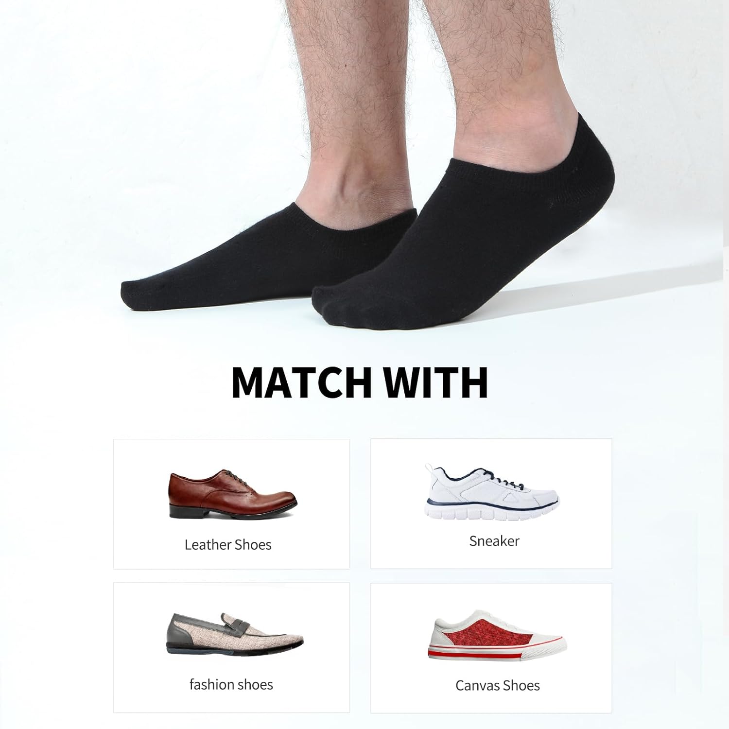 6/10 Pairs Non-Slip No Show Ankle Socks - Low Cut Invisible Liner for Women Men - Bild 41 von 59
