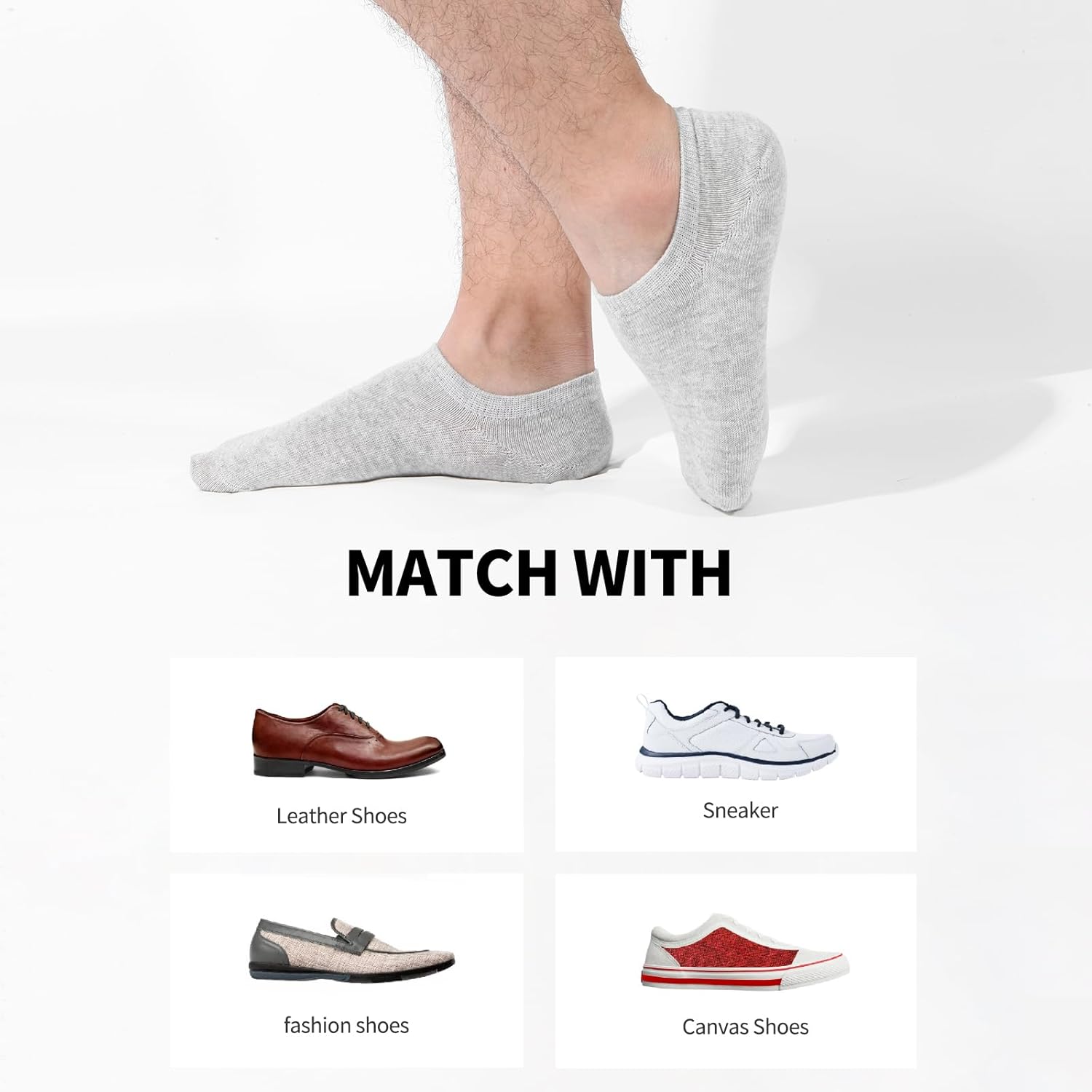 6/10 Pairs Non-Slip No Show Ankle Socks - Low Cut Invisible Liner for Women Men - Bild 35 von 59