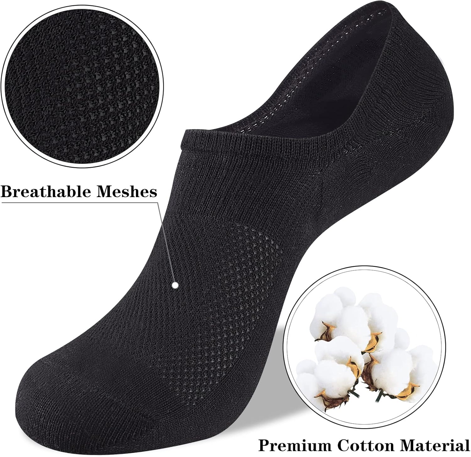 Womens No Show Cotton Socks Low Cut Non-Slip Casual Flat Boat Liners (6/9 Pairs) - Bild 26 von 48