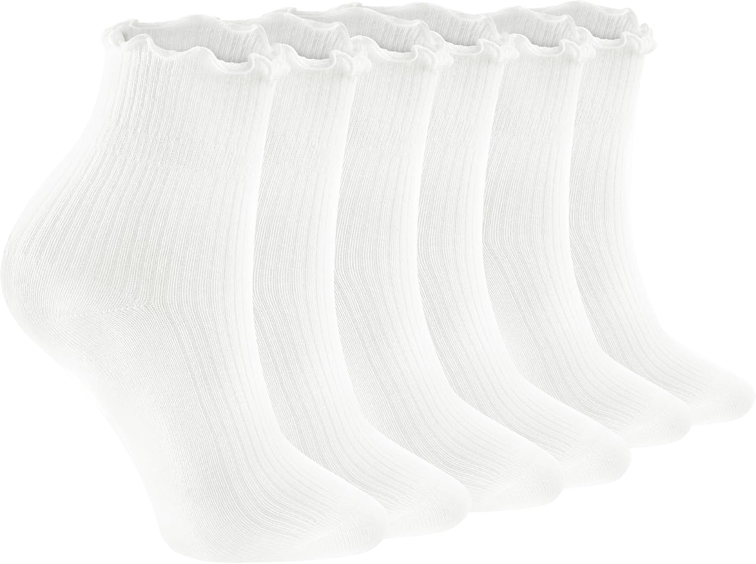 Women's Soft Ruffle Ankle Socks Frilly Lettuce Edge Casual Knit (6 Pairs) - Picture 30 of 34