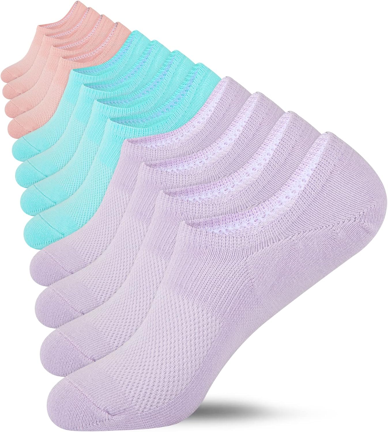 Womens No Show Cotton Socks Low Cut Non-Slip Casual Flat Boat Liners (6/9 Pairs) - Bild 31 von 48