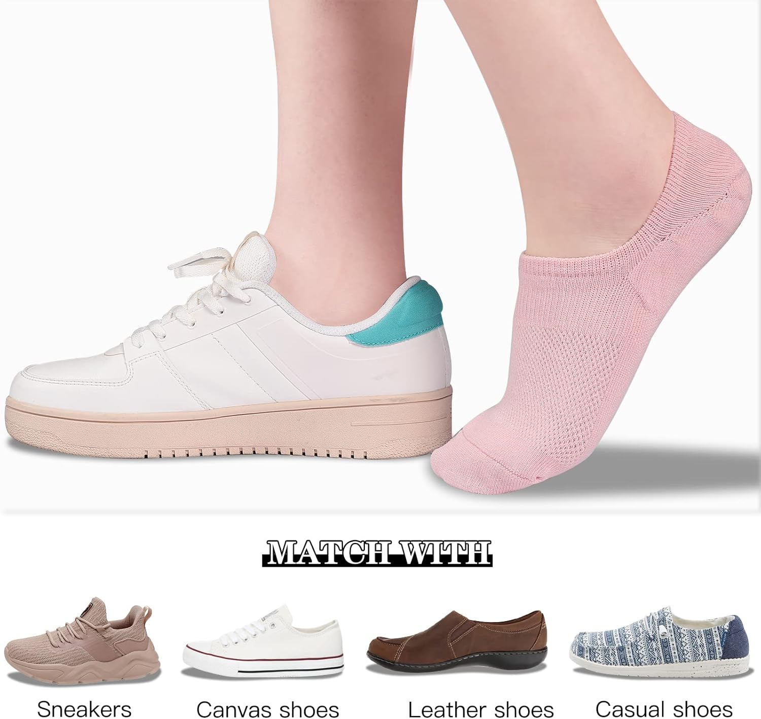 Womens No Show Cotton Socks Low Cut Non-Slip Casual Flat Boat Liners (6/9 Pairs) - Bild 32 von 48
