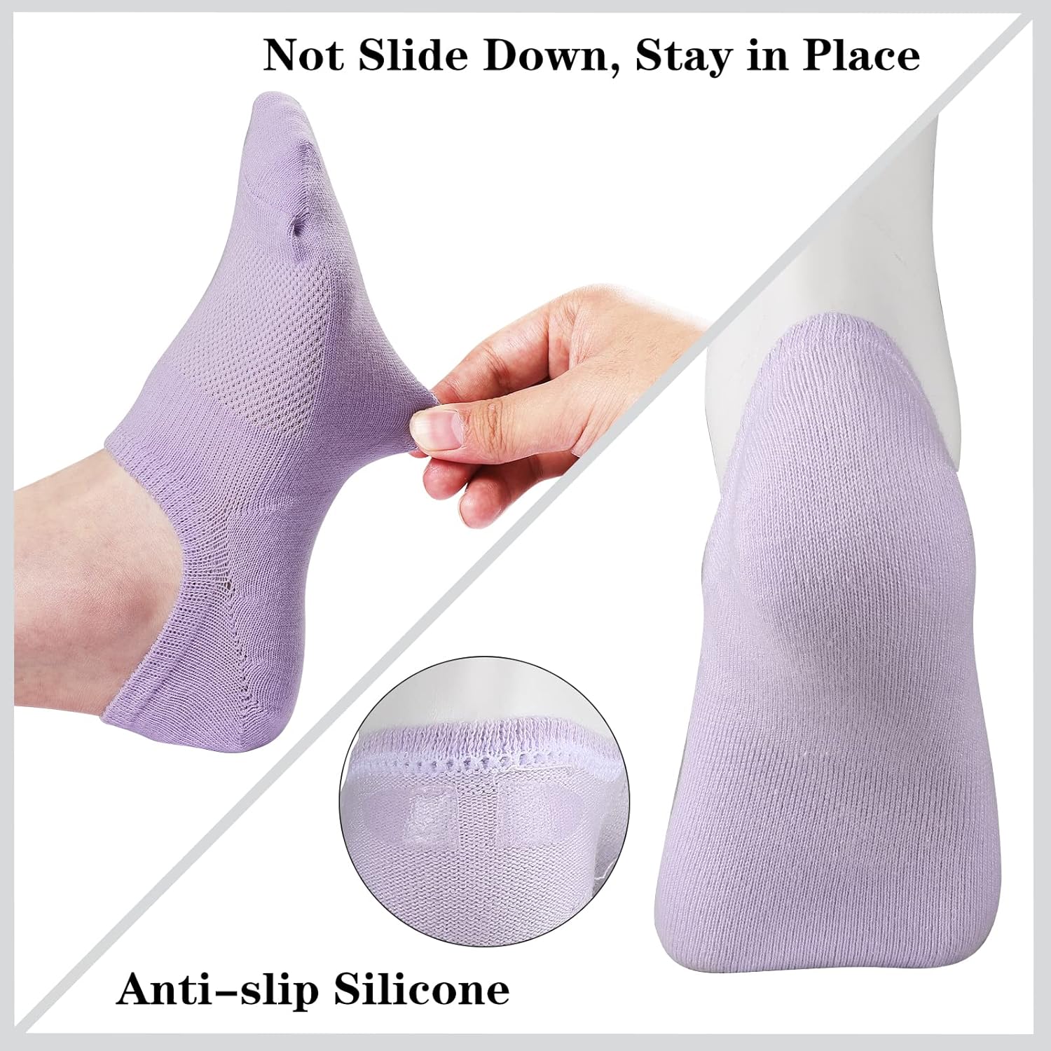 Womens No Show Cotton Socks Low Cut Non-Slip Casual Flat Boat Liners (6/9 Pairs) - Bild 34 von 48