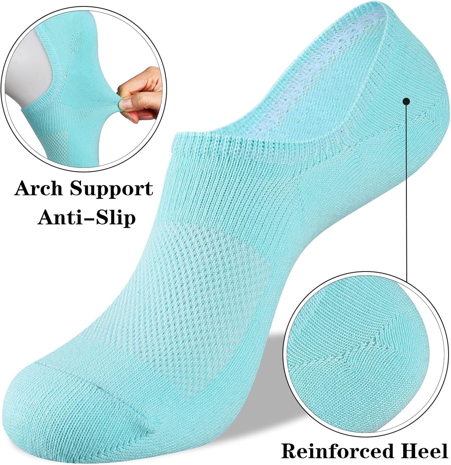 Womens No Show Cotton Socks Low Cut Non-Slip Casual Flat Boat Liners (6/9 Pairs) - Bild 35 von 48